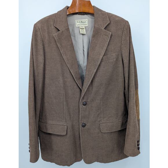 EUC Vintage L.L. Bean Brown Corduroy Cotton & Wool Blazer Suit Jacket 44 Tall - Picture 1 of 5